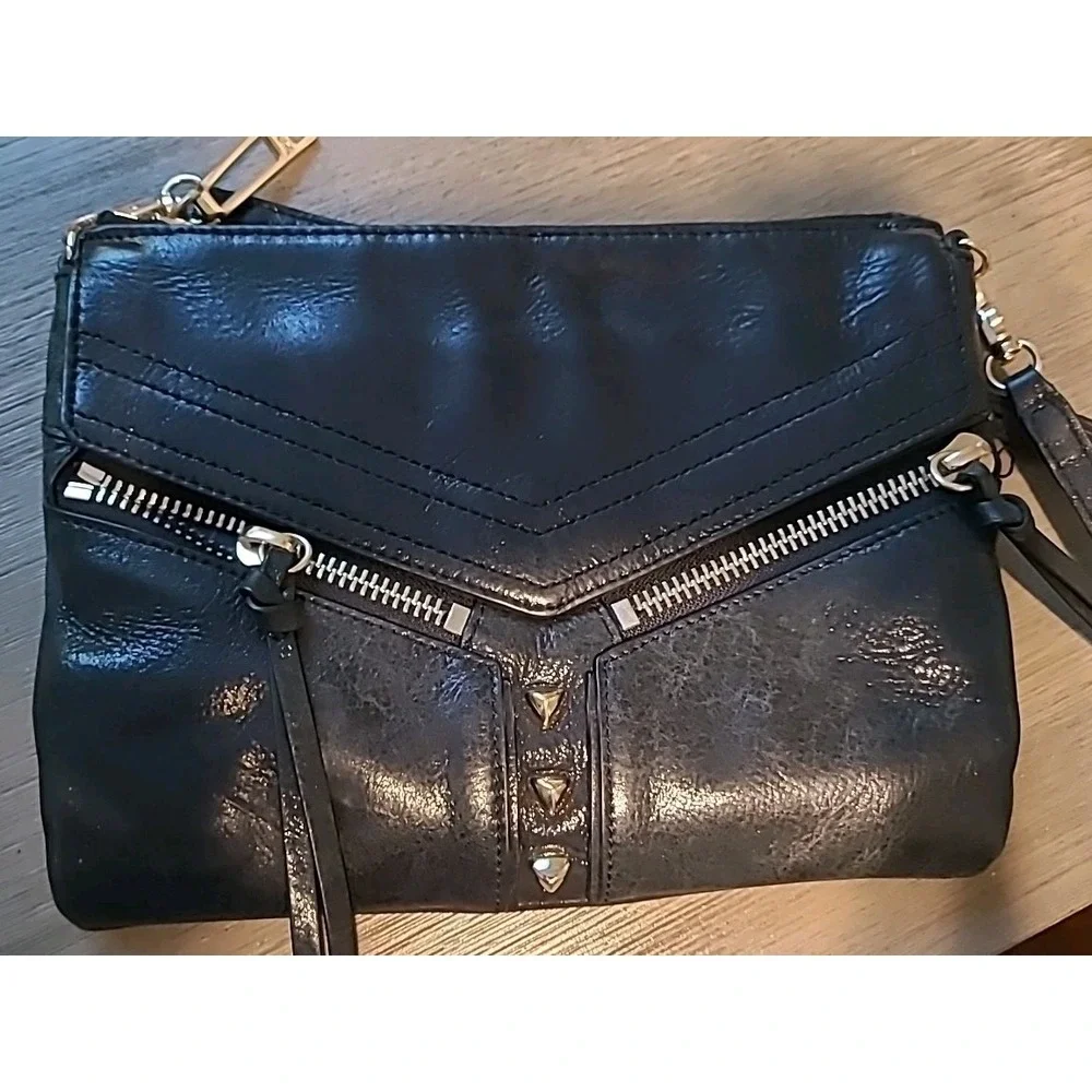 BOTKIER Soft Black Leather TRIGGER Stud Satchel Shoulder‎ Bag